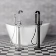 DSC_4054.jpg Freestanding bathroom faucet in 1:12 scale. Dollhouse miniature modern floor standing Faucet and Shower in the bathroom