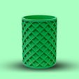 square.57.jpg Square Embossed Circular Pen Holder - Stylish and Functional 3D Printed Desk Accessory