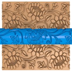 5454545.jpg oriental pattern clay roller stl / pottery roller stl / leaf clay rolling pin /flower pattern cutter printer