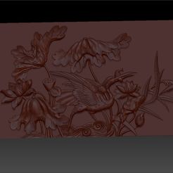 CraneAndLotus1.jpg Fichier STL gratuit grue et lotus chinois ancien modèle ou texture・Plan pour impression 3D à télécharger