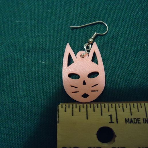Kitty Face Earrings 3D model