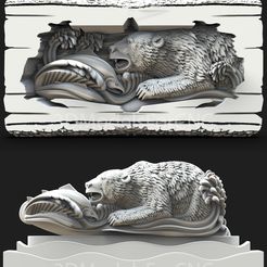 1.jpg 3D file 3D Model STL File for CNC Router Laser & 3D Printer Bear Hunting Fish Pack・3D printable design to download