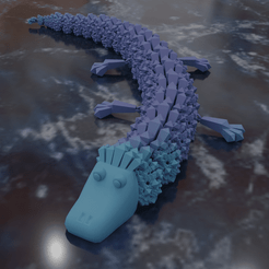 Adsız-tasarım-11.png STL file CRYSTAL CROCODILE, ARTICULATING FLEXI WIGGLE PET, FANTASY, PRINT IN PLACE・3D printing template to download, pmo3d