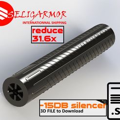 silencieux-V21.jpg silencer noise FX airguns reductor noise suppressor UNF 1/2 fix designed to gain 31.6x the sound -15DB!