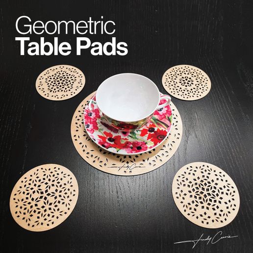 Geometric Laser Cut Table Pad & Coaster Set (SVG / DXF Files)