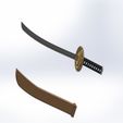 Katana-sword-(8).jpg Weapon Katana Sword OBJ STL FBX 3d model Design in Solidworks 3D model