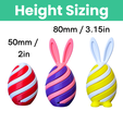 STL-Files-Easter-Egg-Bunny-Spiral-Fidget-Size-Heights.png Easter Egg Spiral Fidget - Easter Egg & Egg Bunny STL Files