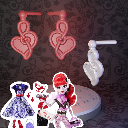 Monster High I Heart Accessories / My wardrobe and I fashion pack Operetta doll earrings replacement
