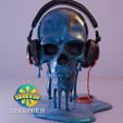 Skull-headphone-holder.jpg Melting Skull - Gothic Halloween Decor - 3D Print STL/3MF