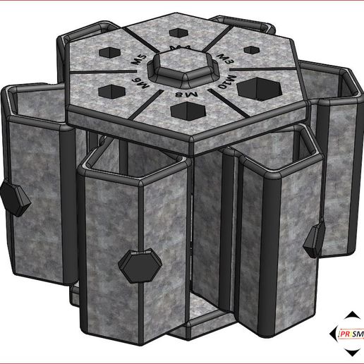 1-Nuts-Sorter-and-Organizer-Opened-Isometric-View.jpg Trieur et organisateur d'écrous hexagonaux avec tiroirs rotatifs