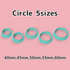 Circle002-2-1.png Circle 5 Polymer Clay Cutters＊Cookie Cutters＊Sugar Craft＊5 Sizes＊40mm, 45mm, 50mm, 55mm, 60mm