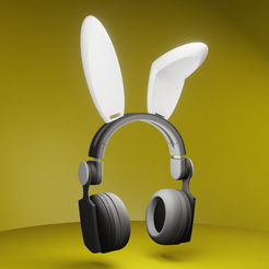 render_001.png Файл STL КРОЛИЧЬИ УШИ ДЛЯ НАУШНИКОВ・3D-печатная модель для загрузки