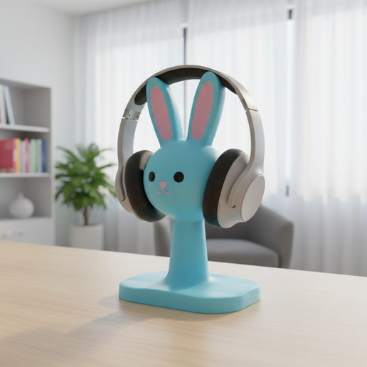 Cute Bunny Headset Holder STL – Easter Rabbit Headphone Stand for Desk