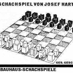 DAS SCHACHSPIEL VON JOSEF HARTWIG GES. GESCHUTZT NEUE BAUHAUS-SCHACHSPIELE Bauhaus Chess
