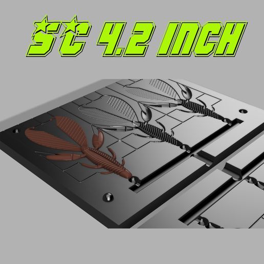 Mold "SC 4.2 inch" lure. 3D .STEP and .STL file for CNC and 3D print. 3D model