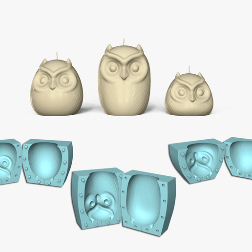 Kit 03 Owl Candle Mold - Molding Maker Wick Template