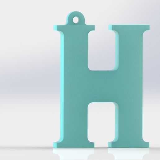 H keychain - 3D model önizlemesi