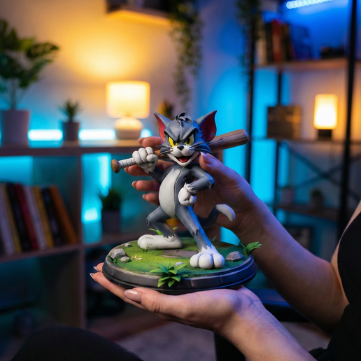 Angry Cartoon Cat 3D Model | Retro Animation Feline STL File (Digital Download)