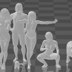 pk2peoples.png 1:64 Scale figures 6 pack NO2 (summer life) gasslands or hotwheels posers; dog, cat, guy, 3 girls