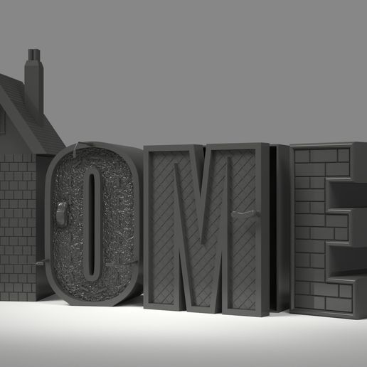 STL file Home Ornamental Letters with House Design 🏠 (OBJ and 3MF ...