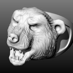 1.jpeg STL file Gold Bear Head Ring 3D・3D printable model to download