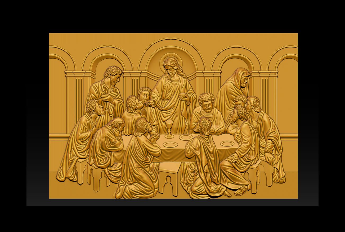 K_-(19).jpg 3D file CNC 3d Relief Model STL for Router 3 axis - The Last Supper・3D printable design to download, briarena8185