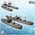 1-PREM-V03.jpg Set of two large transport ships with chimneys and boats (3) - World War Two Second WWII Western campaign USA UK Germany