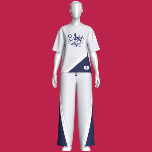 Girls Color Block Tshirt With Sweatpant - Set | Marvelous / Clo3d / obj / fbx