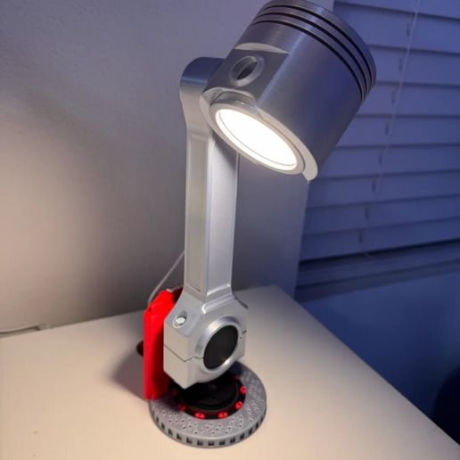 Piston Engine Desk Lamp - 3D Printable STL