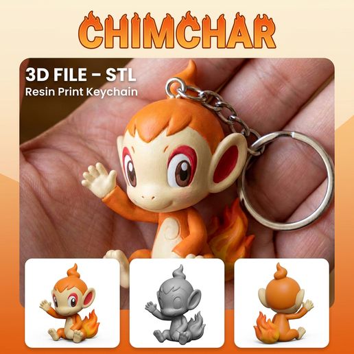 CHIMCHAR 3D PRINTABLE STL FILE RESIN KEYCHAIN