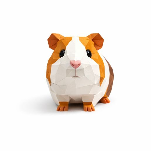 Low Poly Guinea Pig – Geometric Animal Figurine