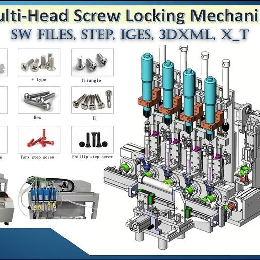 ⚙️ Multi-Head Automatic Screw Locking Machine Mechanism 3D CAD Model ...