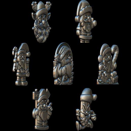 STL file A Collection of 7 Minimal Santa No1 3D print model 🎅 (OBJ)・3D ...