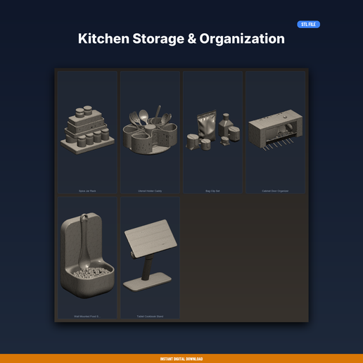 Kitchen Storage & Organization - 6-Model STL Bundle