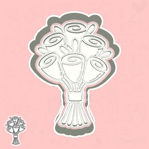 Wedding Day cookie cutters - bouquet of roses (style 2)