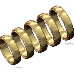 Braided-sides-cigar-band-size6to10-00.jpg STL file Rope sides fashion cigar band US sizes 6to10 3D print model・3D printing design to download