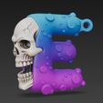 Skull-Themed-E-Letter-Keychain-3D-Print-File-23.jpg Skull-Themed "E" Letter Keychain 3D Print File