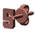 5-number-varsity-Stud-earring-10.jpg 5 five number varsity font stud earring 3D print model