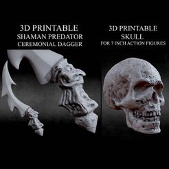 SKULL-DAGGER-CULTS3D.jpg Archivo STL 3D IMPRIMIBLE CHAMÁN DEPREDADOR DAGA CUCHILLO Y EL CRÁNEO・Modelo de impresora 3D para descargar