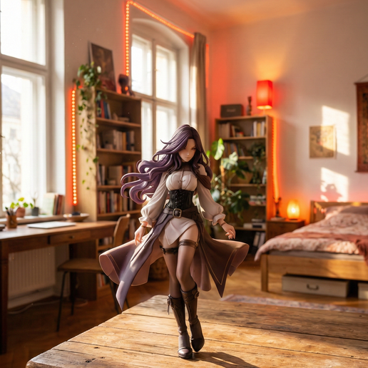 Anime Mage Miniature STL | Female Adventurer RPG Figure (3D Printable Digital File)