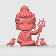 1.png Shani Dev Chibi Style Assis avec Deux Corbeaux | 3D Printable STL File | Hindu Deity of Justice | FDM & Resin Ready (Unsupported)