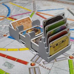 20220131_195830.jpg STL file Ticket to Ride compatible Draw and discard station, card tray for Train Cards, Discard Pile, Destination Tickets, and Face Up Cards・3D printing idea to download