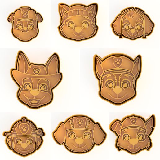 PAW PATROL COOKIE CUTTERS SET / Puppy Patrol Cookie Cutters 3D model