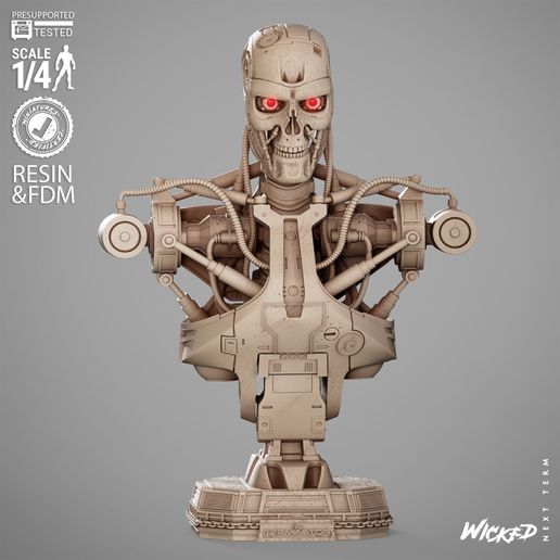 WICKED MOVIES T 800 PORTRAIT BUST: TESTED AND READY FOR 3D PRINTING 3D model