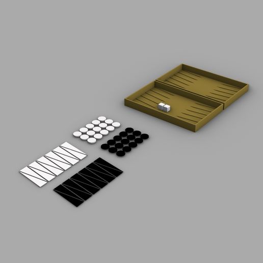 Backgammon game - 3D print kit (complete set)