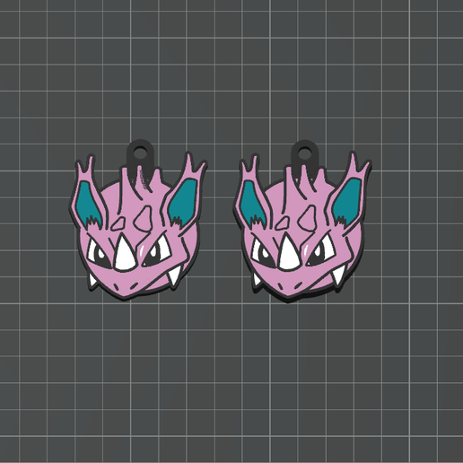 Nidorino Pokemon Keychains x 2 (One and Mirror Sided versions) Pokemon Keychains Collection - 4 Color 3MF for AMS Printers