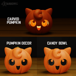jigglyp_pumpkin.png Datei 3D Kürbis Jigglypuff Candy Bowl Korb Halloween・Design für 3D-Drucker zum herunterladen