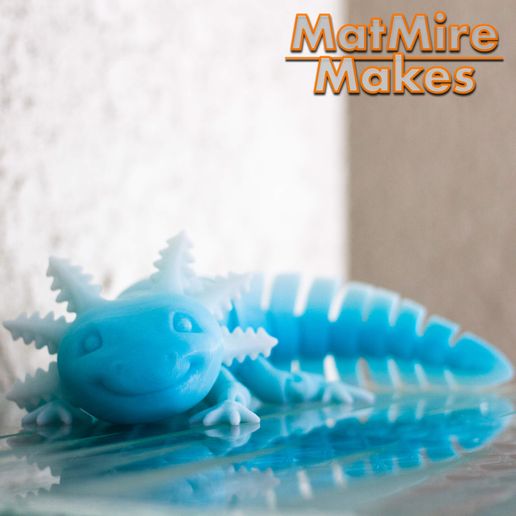 MMM_Icelotl_02b.jpg Adorable Articulated Axolotl, Print-In-Place Body, Snap-Fit Head, Cute Flexi