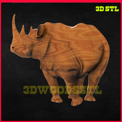14.png Rhino,3D STL MODEL, CNC ROUTER ENGRAVER, ARTCAM, ASPIRE, CNC FILES, WOOD, ART, WALL DECOR, CNC, INSTANT DOWNLOAD