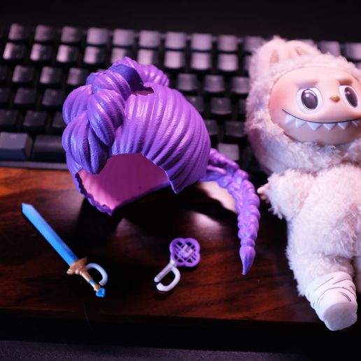 DSCF0002.jpg Labubu Accessories Toys - Rumi Set Cosplay (Hair - Weapon - lightstick) KPop Demon Hunters